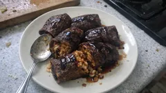 Nar ekşili kuru patlıcan dolması: tencerede dağılmayan, tam kıvamında