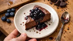 Yaban mersini soslu bitter çikolatalı pratik cheesecake: suflemsi dokusuyla kolay sonuç